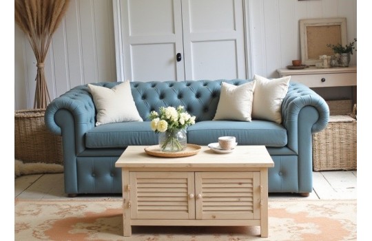 niebieska sofa retro 