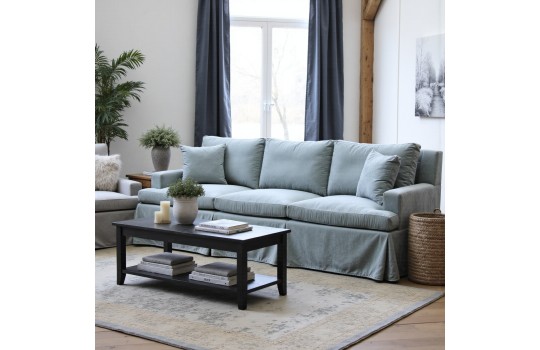 błękitna sofa ze zdejmowanym pokrowcem 