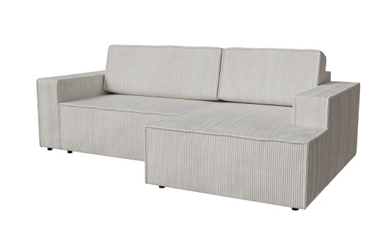 biały narożnik w sztruksowej tkaninie 