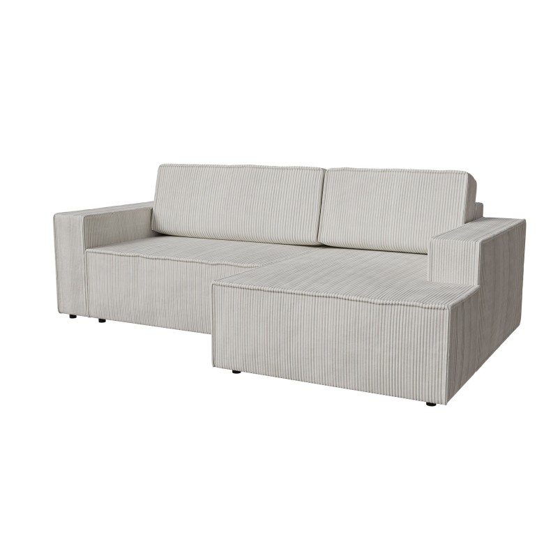 biały narożnik w sztruksowej tkaninie 