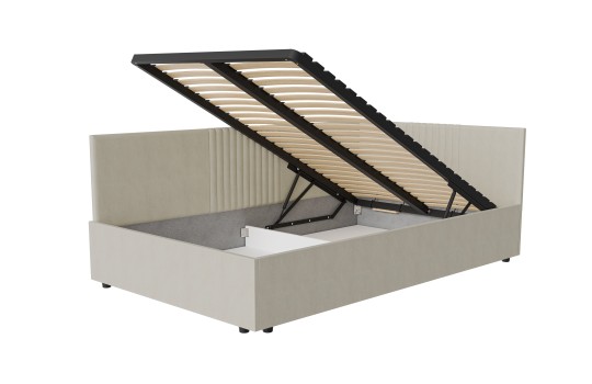 tapicerowane łóżko z podnoszonym pojemnikiem 