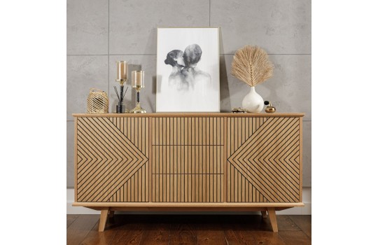 Komoda ryflowana z trzema szufladami - Fjord 