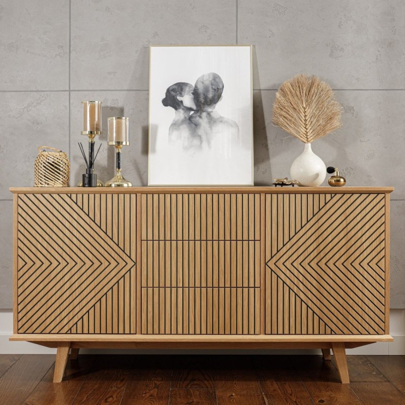 Komoda ryflowana z trzema szufladami - Fjord 