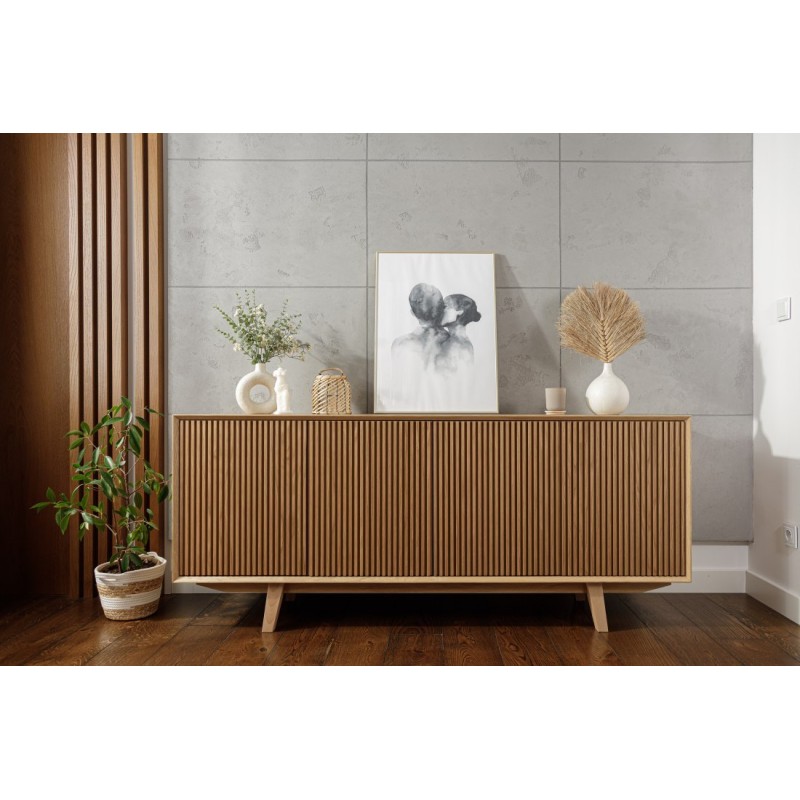 Dębowa komoda ryflowana - Nordik