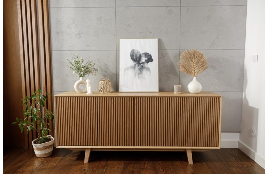 Dębowa komoda z ryflowanymi frontami - Nordik