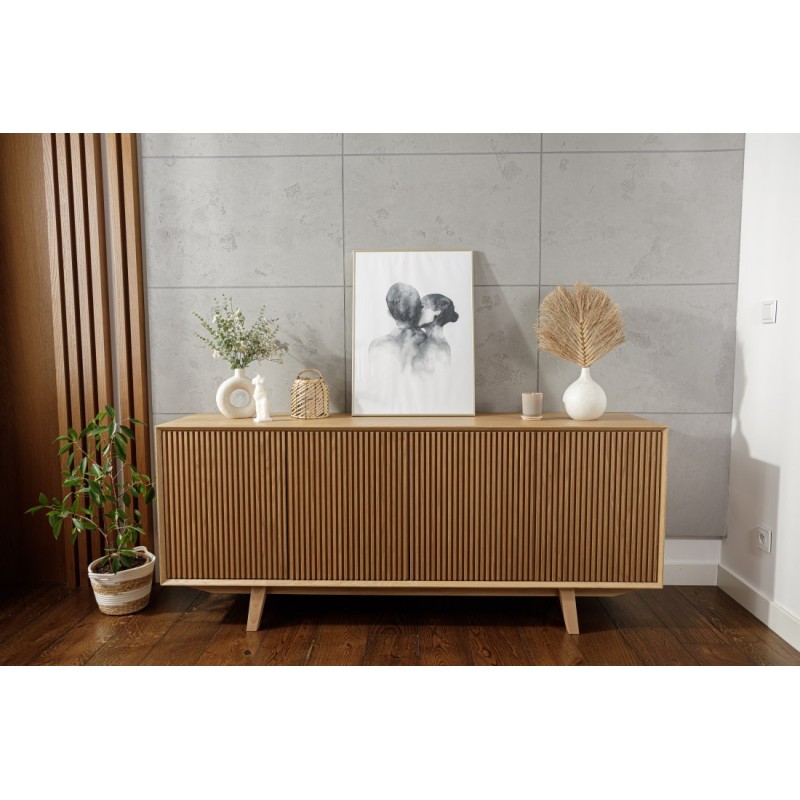 Dębowa komoda z ryflowanymi frontami - Nordik