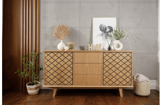 Fornirowana komoda z ryflowanymi - Tundra