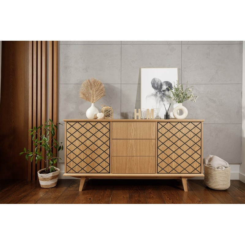 Fornirowana komoda z ryflowanymi - Tundra