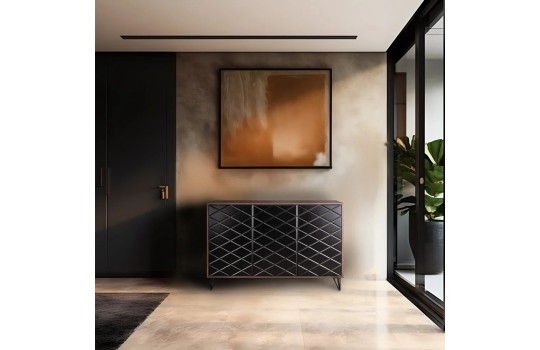 Komoda z czarnymi ryflowanymi frontami - Borea