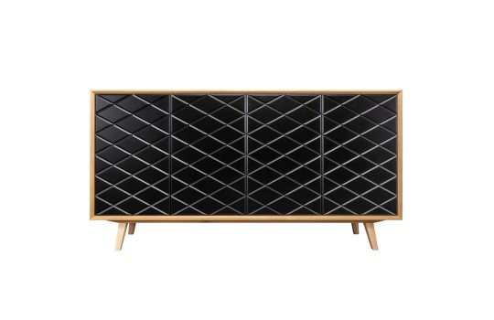 Czarna skandynawska komoda z frezowanymi frontami- Skara