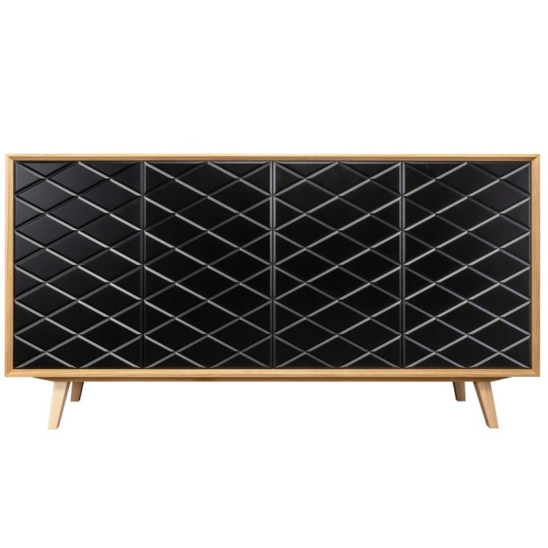 Czarna skandynawska komoda z frezowanymi frontami- Skara