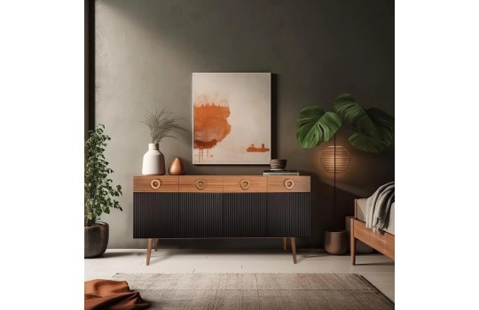 Komoda z czarnymi lamelami na frontach - Toril