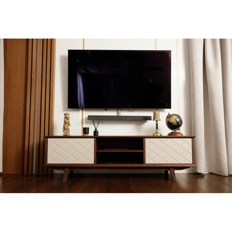 Komoda RTV fornirowana z ozdobnymi frontami - Skadi