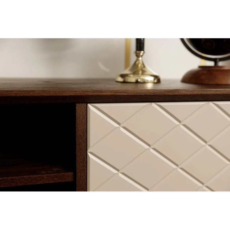 Komoda RTV fornirowana z ryflowanymi frontami Skadi