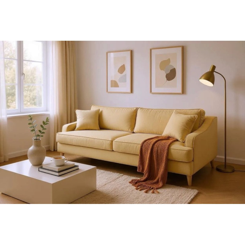 żółta sofa do salonu 