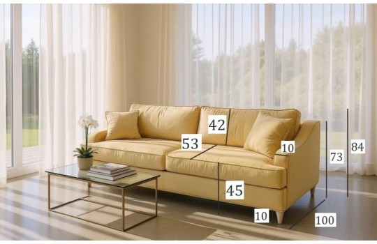 sofa w słonecznym kolorze 