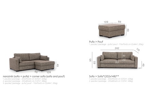 Sofa z funkcją spania Lorni 242 cm
