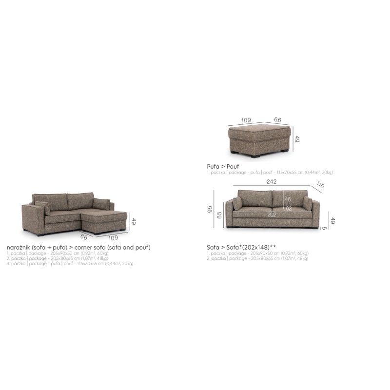 Sofa z funkcją spania Lorni 242 cm