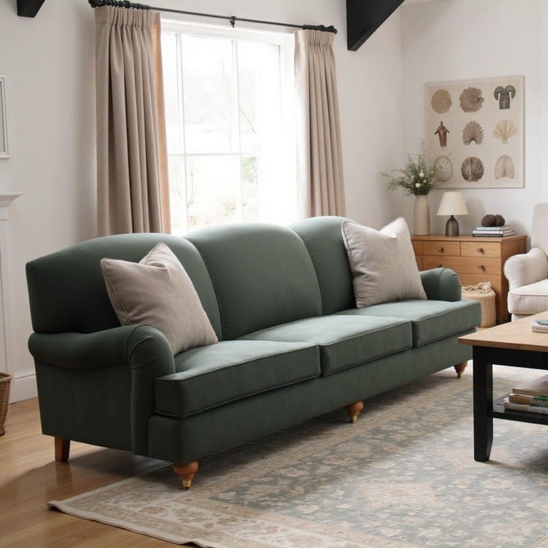 sofa w butelkowej zieleni