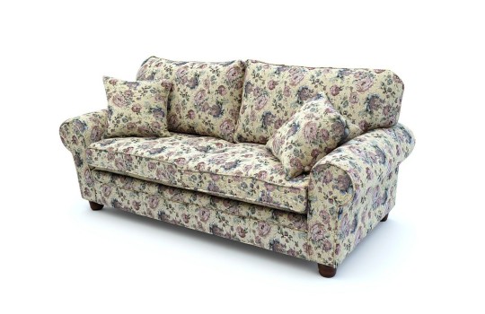 sofa w gobelinowej tkaninie 
