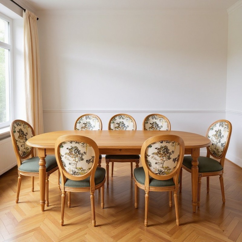 Drewniany owalny stół Artemis z krzesłami Fabiano