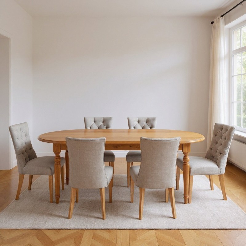 Drewniany owalny stół Artemis z krzesłami Otto