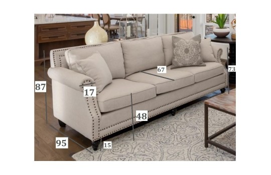 Sofa z ozdobnymi gwoździami Mistral 220 cm