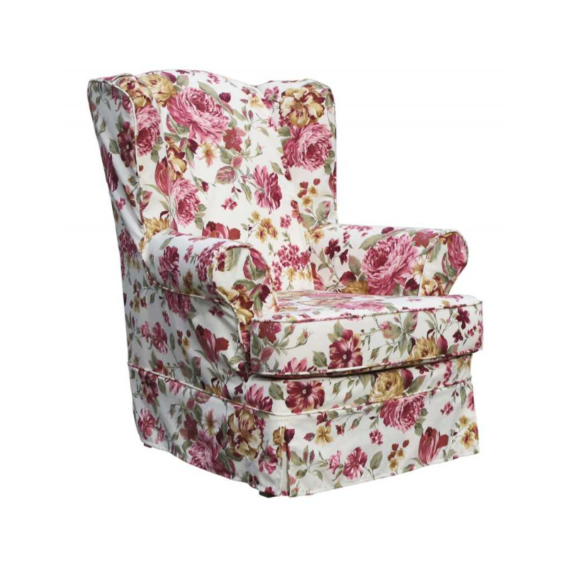 wysoki fotel w kwiaty 