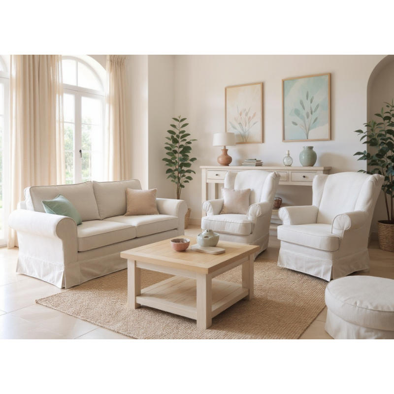 komplet jasnych mebli do salonu 