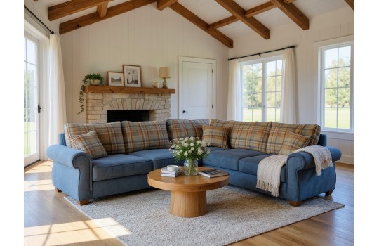 narożnik w materiale w kratę 