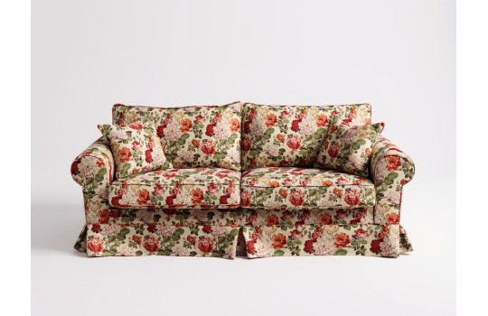 sofa w czerwone kwiaty 