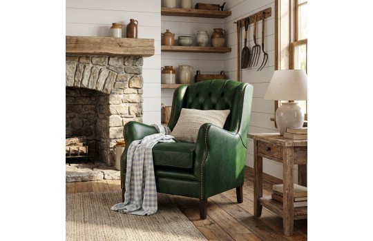 fotel w skórze zielonej 