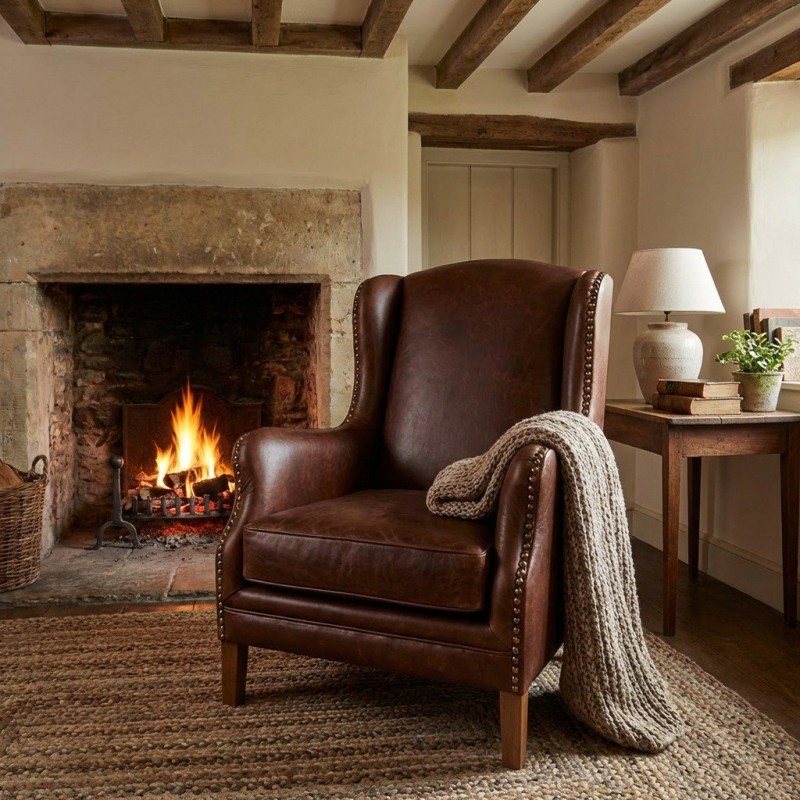 brązowy skórzany uszak 