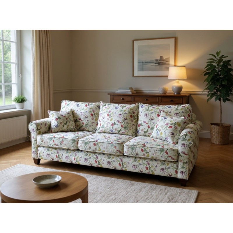 sofa nierozkładana w kolorowe kwiaty 