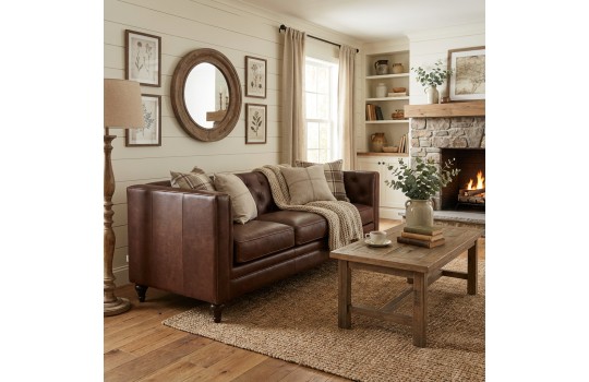 kanapa w brązowej skórze Doria 