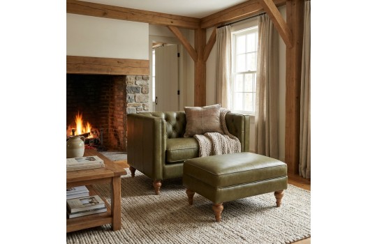 fotel w oliwkowej skórze 