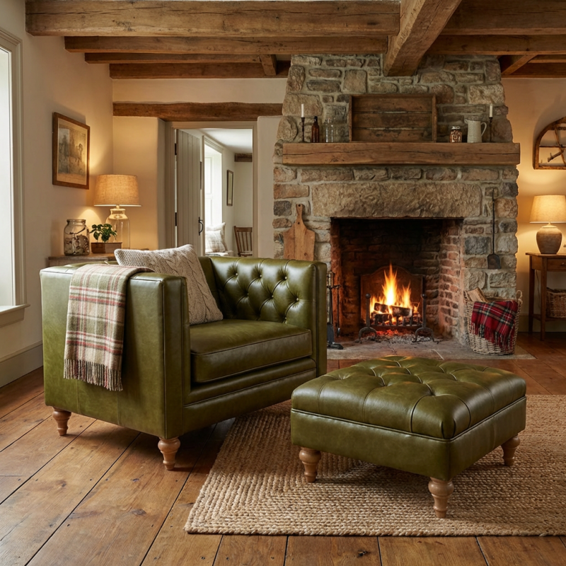 komplet fotel z pufą 