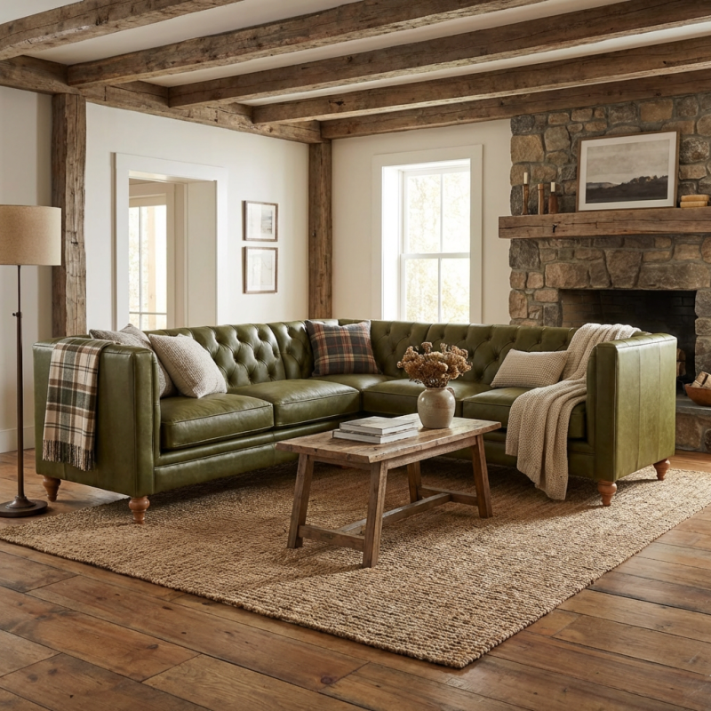 narożnik z pikowanym oparciem 