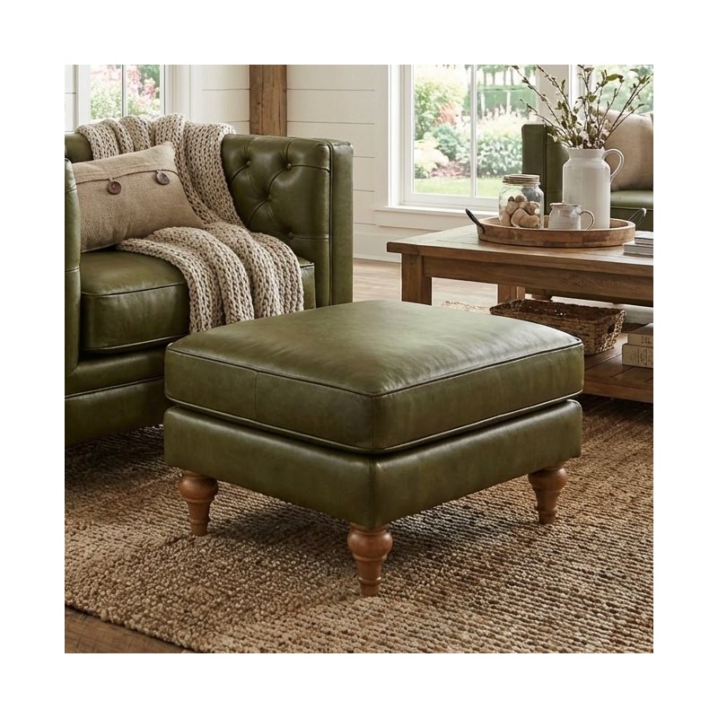 Pufa w oliwkowej skórze 