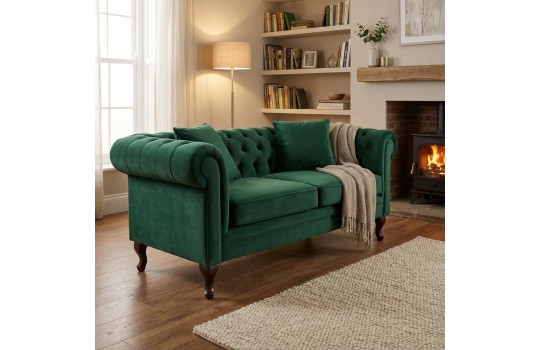 zielona sofa retro pikowana 