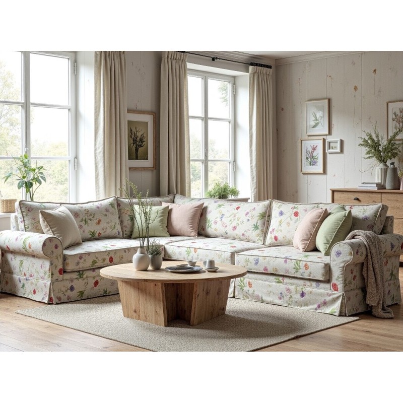 sofa w delikatne kwiaty 