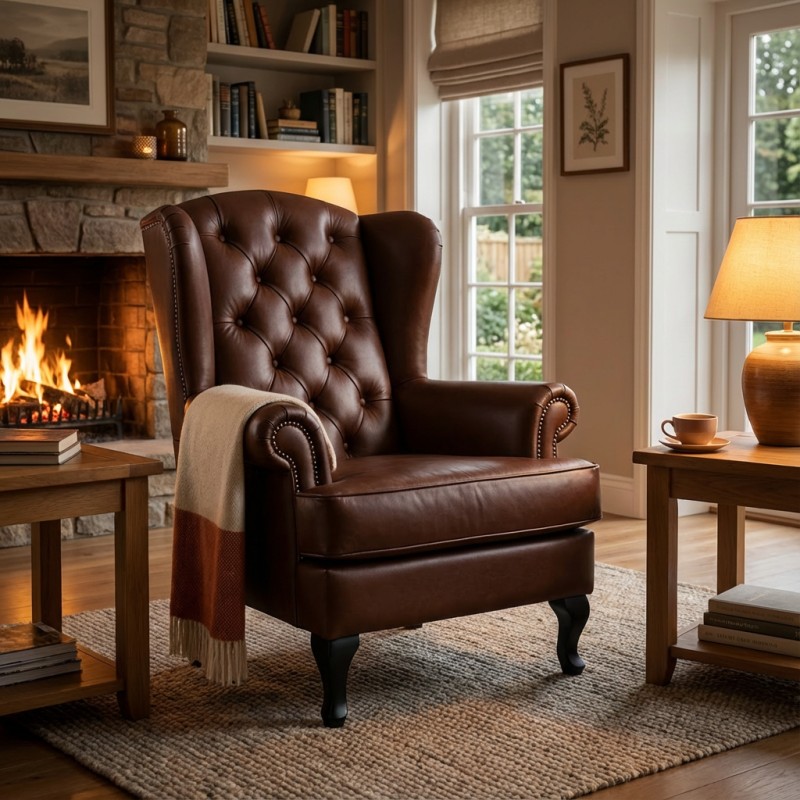 skórzany fotel uszak 