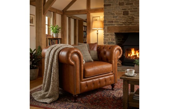 brązowy skórzany fotel 