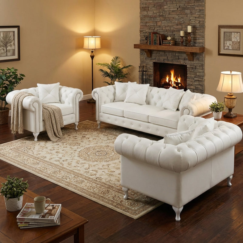 zestaw pikowanych mebli 