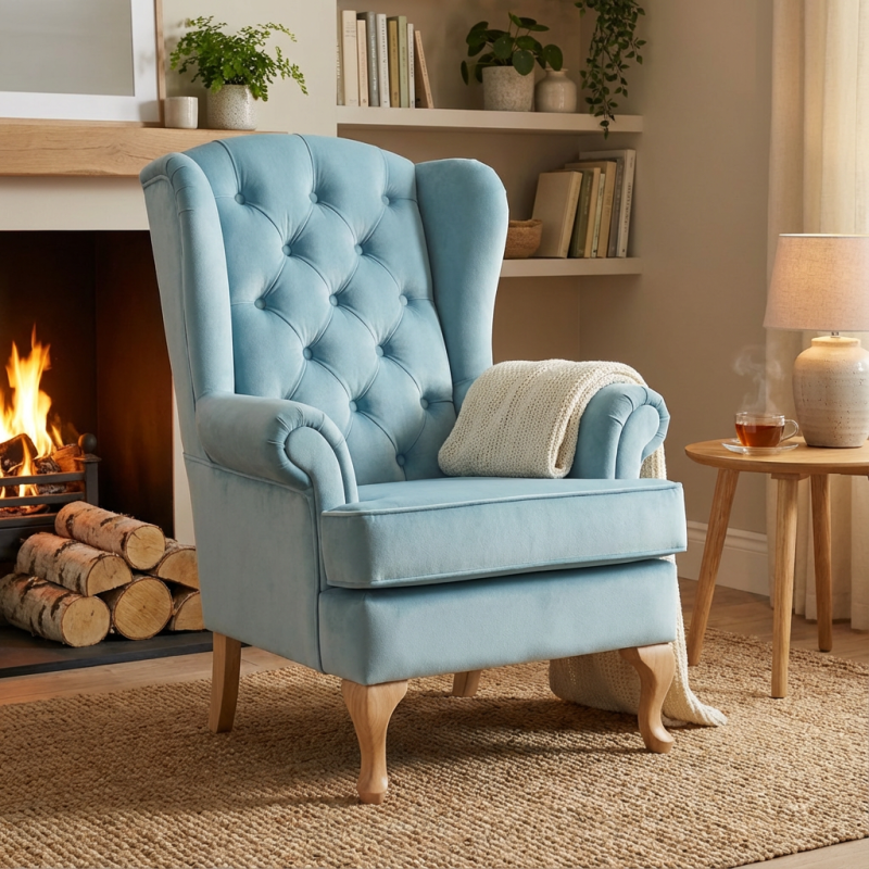 angielski fotel pikowany 