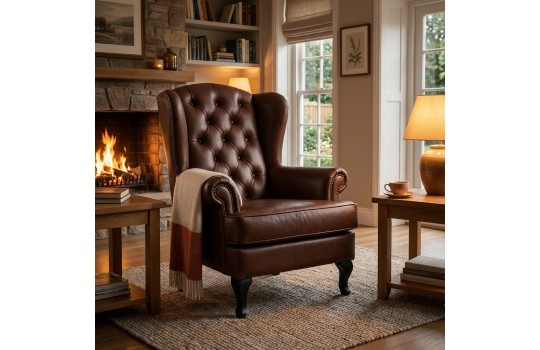 fotel uszak z pikowanami 