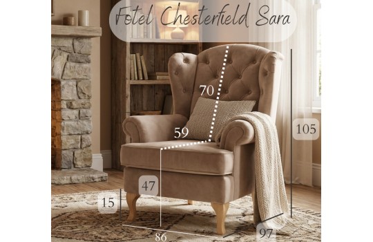 beżowy fotel uszak sara