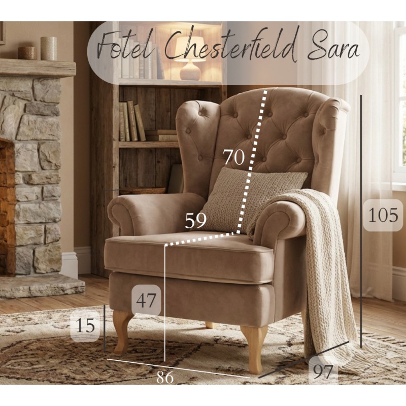 beżowy fotel uszak sara