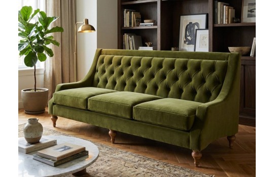 Zielona pikowana sofa Cardif