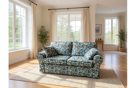 Sofa w niebieskie wzory Rubin 186 cm ze zdejmowanym pokrowcem